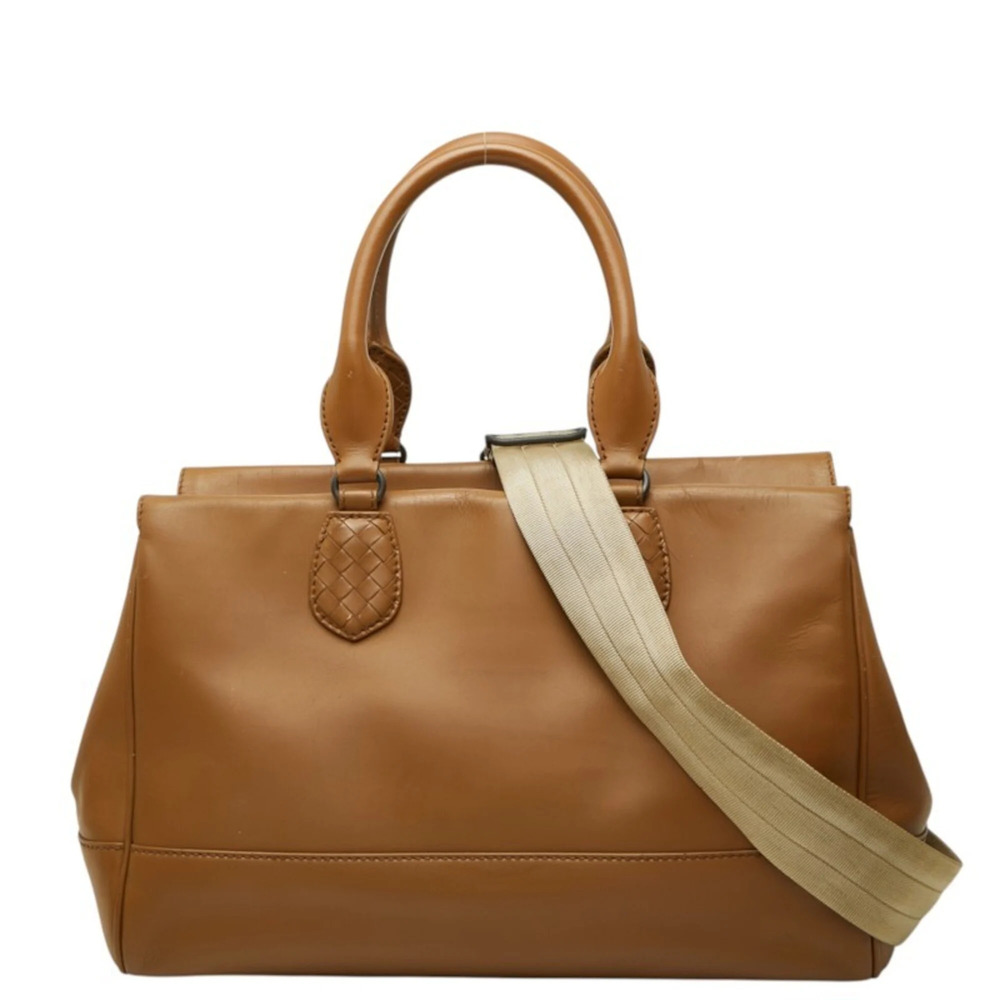 Bottega Veneta Intrecciato Handbag Shoulder Bag 2-Way Brown Leather Women's B...